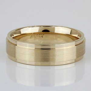 14k Yellow Gold Brushed Comfort-Fit Marriage Wedding Band Ring